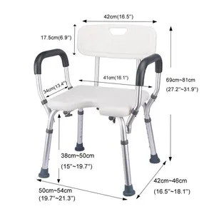 Durable Lightweight Aluminum Adjustable Disabled Bath Seat Shower Chair Shower Bench For The Elderly