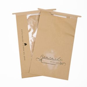 Tùy chỉnh tin Tie Tab niêm phong Quà Tặng Giấy Kraft bánh mì Cookies bao bì ổ bánh túi với cửa sổ - Product Image 3