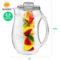 Pichet à eau en acrylique avec couvercle, bouteille avec filtre d'infusion de saveur de fruits, 240 v, 2,5 l