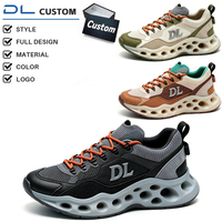 Chaussures de sport basses personnalisées pour hommes, en maille tricotée, avec empiècements en cuir, style décontracté, plusieurs options de couleurs