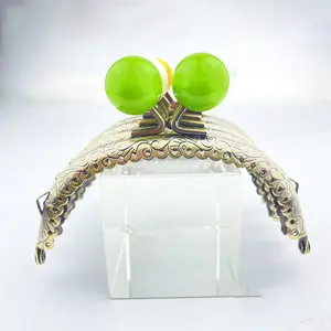 Deepeel BS604 8.5/10.5/12.5cm Handbag Hardware Accessories Purse Decorative Candy Beads Handle Kiss Clasp Bronze Bag Frame