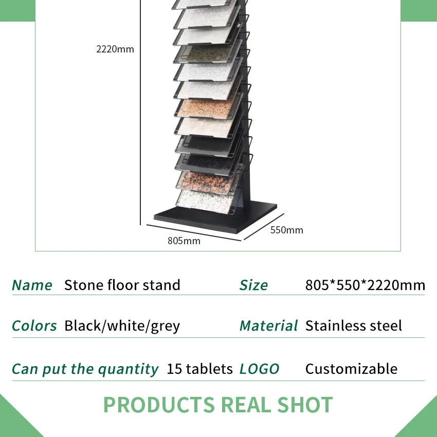 Wholesale Retail Floor Standing Ceramic Tile Floor Stand Metal Waterfall Sample Quartz And Granite Marble Stone Display Rack