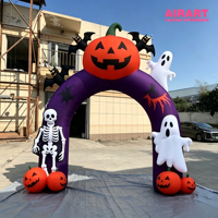 Arche gonflable géante 3M pour Halloween avec citrouille, fantôme et squelette pour décoration de fête en extérieur, portail d'entrée