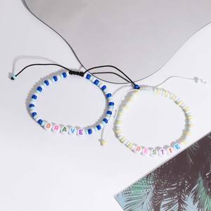 Pulsera <span class=keywords><strong>de</strong></span> <span class=keywords><strong>la</strong></span> <span class=keywords><strong>Amistad</strong></span> con Letras <span class=keywords><strong>de</strong></span> Energía Positiva Estilo Bohemio para Mujer, <span class=keywords><strong>la</strong></span> Más Vendida, <span class=keywords><strong>de</strong></span> Moda, Sencilla, con Cuentas y Cuerda Acrílica Tejida - Product Image 3
