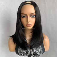 Perruque Bob Courte Droite Noire Naturelle en Cheveux Synthétiques Résistants à la Chaleur (14 Pouces) pour Femmes Noires - Vente en Gros