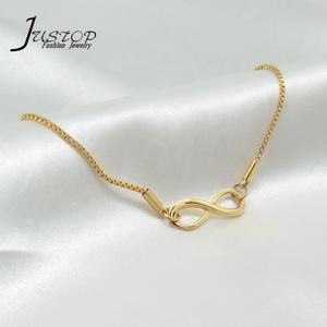 Pulsera de Acero Inoxidable al por Mayor, Chapada en Oro de 18K, con Colgante Geométrico Infinito de Moda para Mujer, Número de la Suerte Clásico 8 - Product Image 4