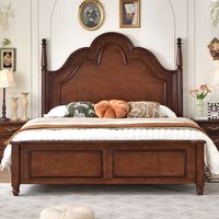 Style américain rétro colonne romaine lit double 1.8M grande taille lumière luxe antique chambre meubles lit en bois massif