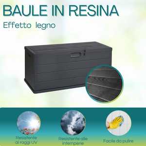 Coffre de rangement de jardin étanche et verrouillable 340L, effet bois, avec roulettes - Product Image 3