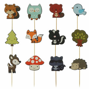 Forest Animal Cake Toppers 12 Pack Birthday Dessert Decorations Non Toxic Paper Inserts For Kids Party - Product Image 2