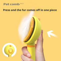 Brosse autonettoyante pour animaux de compagnie, pour chats et chiens, peigne de toilettage à 244 picots avec dents courbes en acier inoxydable et bouton poussoir