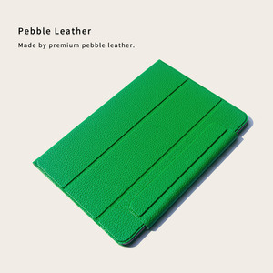 Étui de protection de luxe en cuir véritable/PU <span class=keywords><strong>vert</strong></span> texturé pour <span class=keywords><strong>iPad</strong></span> 10e génération avec logo personnalisé et bord pliable en cuir - Product Image 5