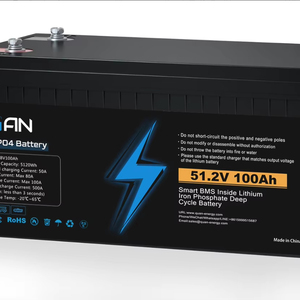 Batería de Pared LiFePO4 de 51.2V 100Ah, 5.12kWh, Apilable, 4000 Ciclos, Carga Máxima para 4 Hogares, Almacenamiento de Energía Solar, BMS, DDP - Product Image 1