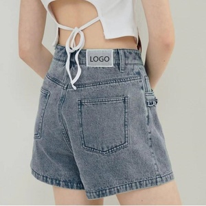 New Fashion Custom Logo Vintage Denim Shorts Casual Washed High Quality Denim Mini <b>Jeans</b> Women - Product Image 2
