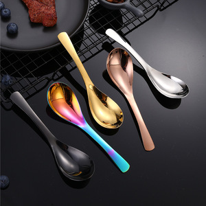 304 Stainless Steel Palace Style Round Bottom Spoon <b>Mirror</b> Finish Glossy Soup Spoon Household Rice Spoon Durable Solid Color - Product Image 4