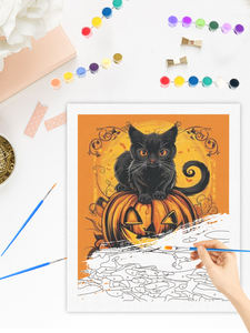 CHENISTORY Halloween Image Par Numéro Pour Adultes Kits Peinture Par Numéro <span class=keywords><strong>Chat</strong></span> Diy <span class=keywords><strong>Dessin</strong></span> Sur Toile Cadeau Unique Décoration de La Maison - Product Image 5