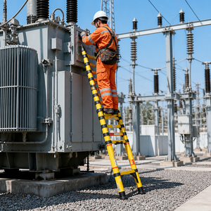 Échelle télescopique <span class=keywords><strong>isolée</strong></span> en fibre de verre 35KV, résistante, rétractable, portable, non conductrice, pour travaux électriques - Product Image 5