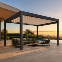Pergola en aluminium motorisée pour l'extérieur, pergola rétractable en aluminium, bâtiments de jardin