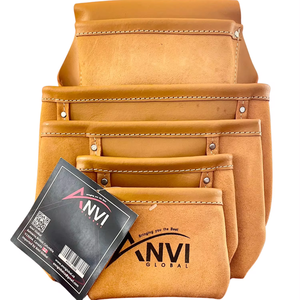 Pochette à outils pour cloisons sèches en cuir marron Anvi1008 à 5 poches Durable pour la construction générale - Product Image 1