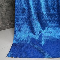 Desainer Mode Kain Brokat Jacquard Metalik Embos Benang Emas Mewah Elegan Biru Terbaru untuk Gaun Pesta JSF-2332