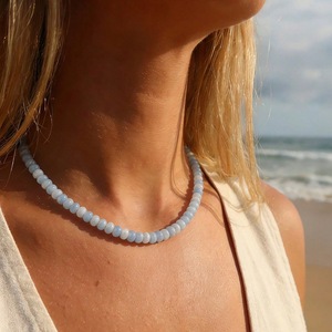 Collier pour femme en acier inoxydable plaqué or 18 carats <span class=keywords><strong>Yuma</strong></span>, perles rondes en tourmaline teinte et jade 5*8 mm, meilleur cadeau pour la Saint-Valentin - Product Image 4