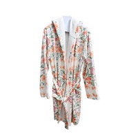 Peignoir à capuche absorbant double face doublé en sherpa, imprimé floral doux, pour femme, décontracté, pour la maison, le spa, cadeau de vacances