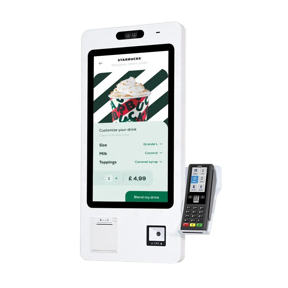 Factory custom bill payment kiosk android waterproof self service machine with coin acceptor kiosk self-service ordering machine