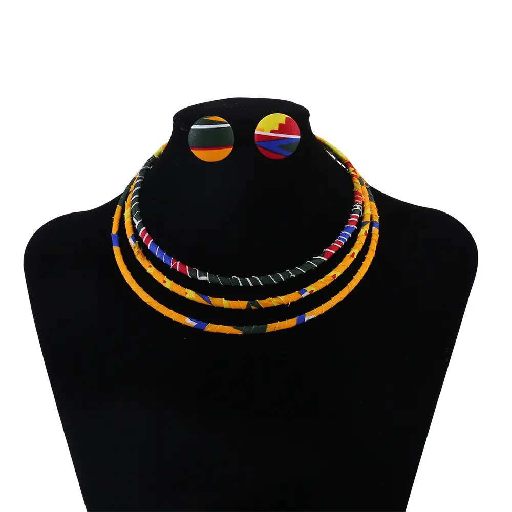 Gargantilla de tela nacional hecha a mano, collar de tela africana Ankara