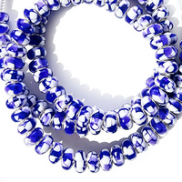 Câble de données USB imprimé marbré bleu et blanc 3 en 1 avec perles décoratives, cordon de charge universel multi-embouts pour téléphone portable
