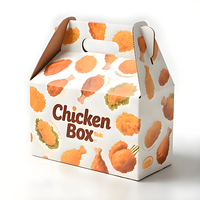 Boîte en carton ondulé en forme de maison avec poignée de qualité alimentaire pour l'impression personnalisée, boîtes en papier pour poulet frit pour l'emballage