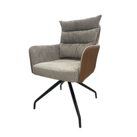 Chaise de salle à manger en tissu de coton de style italien, luxe léger, dossier pivotant, pieds en métal - Design minimaliste moderne pour la maison et le bureau