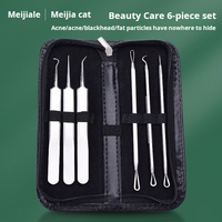 Ensemble de 6 outils pour éliminer les points noirs en acier inoxydable, extracteur de boutons, d'imperfections et de comédons, kit d'outils de soin du visage