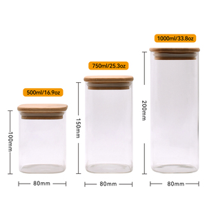 Hot Bán Buôn 3Oz 5Oz 8Oz Vuông Nhỏ Gia Vị Lọ Thủy Tinh Với Tre Có Nắp Đậy Tủ Lạnh Sử Dụng Thủy Tinh Gia Vị Jar Thủy Tinh Thực Phẩm Lưu Trữ - Product Image 2