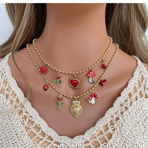 Collier Cœur Cerise Esthétique Coquette Y2K avec Breloques Papillon & Coquillage, Ras-de-cou Mignon, Accessoires d'Été pour la Plage, Cadeau Tendance pour Filles - Product Image 6
