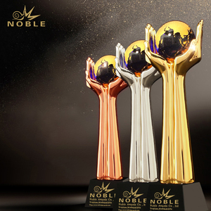 Noble-trofeo personalizado de resina, globo azul, cristal - Product Image 2