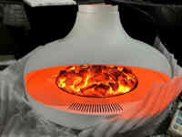 Cheminée d'intérieur autoportante moderne PANSEE Flying Saucer 600 mm, au charbon électronique, en acier au carbone, avec décor de flamme LED, pour hôtel/villa