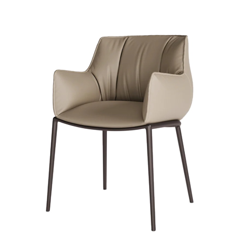 Customizable European Luxury Living Room Dining Room Furniture Modern Simple Design Metal Frame Leather Armrests Dining Chairs