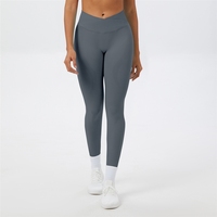 Celana Yoga Seamless Pinggang Silang Eropa dan Amerika, Pengangkat Pinggul, Pengencang Perut, untuk Fitness, Bersepeda, Lari, Olahraga Wanita