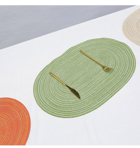 Set de <span class=keywords><strong>table</strong></span> ovale en polyester/coton tissé naturel, réutilisable, écologique, pour la maison, <span class=keywords><strong>protection</strong></span> de <span class=keywords><strong>table</strong></span> à manger - Product Image 3