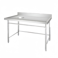 Table de travail de cuisine professionnelle en acier inoxydable sur mesure, robuste, pour la préparation des aliments et la collecte des déchets