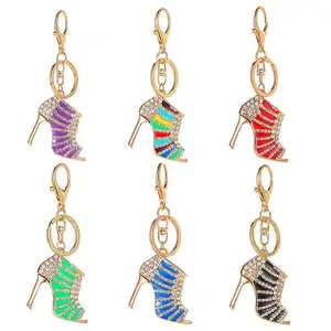 Charm High Heel Shoes Keyrings Keychains Crystal Trendy Purse Buckle Bag Pendant for Car Key Chains Crystal Rhinestones Keychain