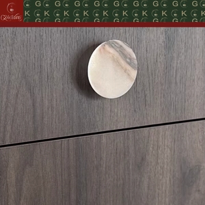 GOLDKING para Cajones de Gabinete, Uso en Baños, Tiradores Redondos de Mármol Emperador Oscuro Blanco Gris, Personalizados OEM ODM, Directo de Fábrica - Product Image 2