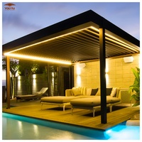 Pergola solaire bioclimatique en aluminium Persienne de toit électrique murale moderne Gazebo d'extérieur en métal