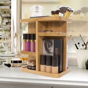 Organisateur de maquillage en bambou, carrousel de rangement en bois pour cosmétiques, rangement de salle de bain, plateaux de salle de bain, supports, organisateurs, présentoirs - Product Image 4