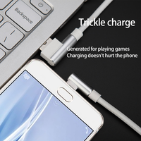 Kabel Data USB A ke Tipe C dengan Bahan Nilon dan Desain Sudut Kanan, Cocok untuk Ponsel Android dan iPhone.