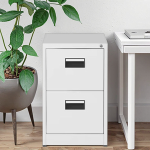 Meuble de rangement pour bureau à domicile au design moderne, tiroirs en acier métallique avec barre de verrouillage pour papier A4, vertical, 2 tiroirs, classeur - Product Image 1