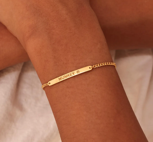 Bracelet personnalisé avec message, bracelet à barre gravée avec nom, bracelet fin gravé sur chaîne <span class=keywords><strong>gourmette</strong></span>, <span class=keywords><strong>en</strong></span> acier inoxydable, cadeau d'anniversaire pour maman - Product Image 3