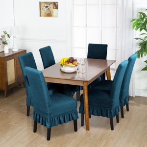 <span class=keywords><strong>Set</strong></span> di <span class=keywords><strong>6</strong></span> elastici Spandex <span class=keywords><strong>coprisedie</strong></span> con gonna per cucina sala da pranzo - Product Image 2