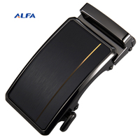 ALFA Boucles de Ceinture Réglables en Cuir Véritable Noir pour Homme Boucle Automatique