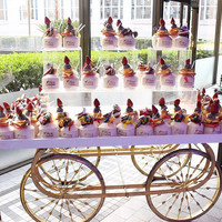 Chariot à bonbons personnalisé avec roues dorées, chariot à bonbons pour fête, décoration de fête, chariot à bonbons en bois blanc pour mariage