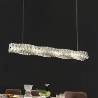 Lustre de table à manger en cristal long de luxe léger à un mot lampe d'île simple post-moderne Zhongshan Designer suspendu AC